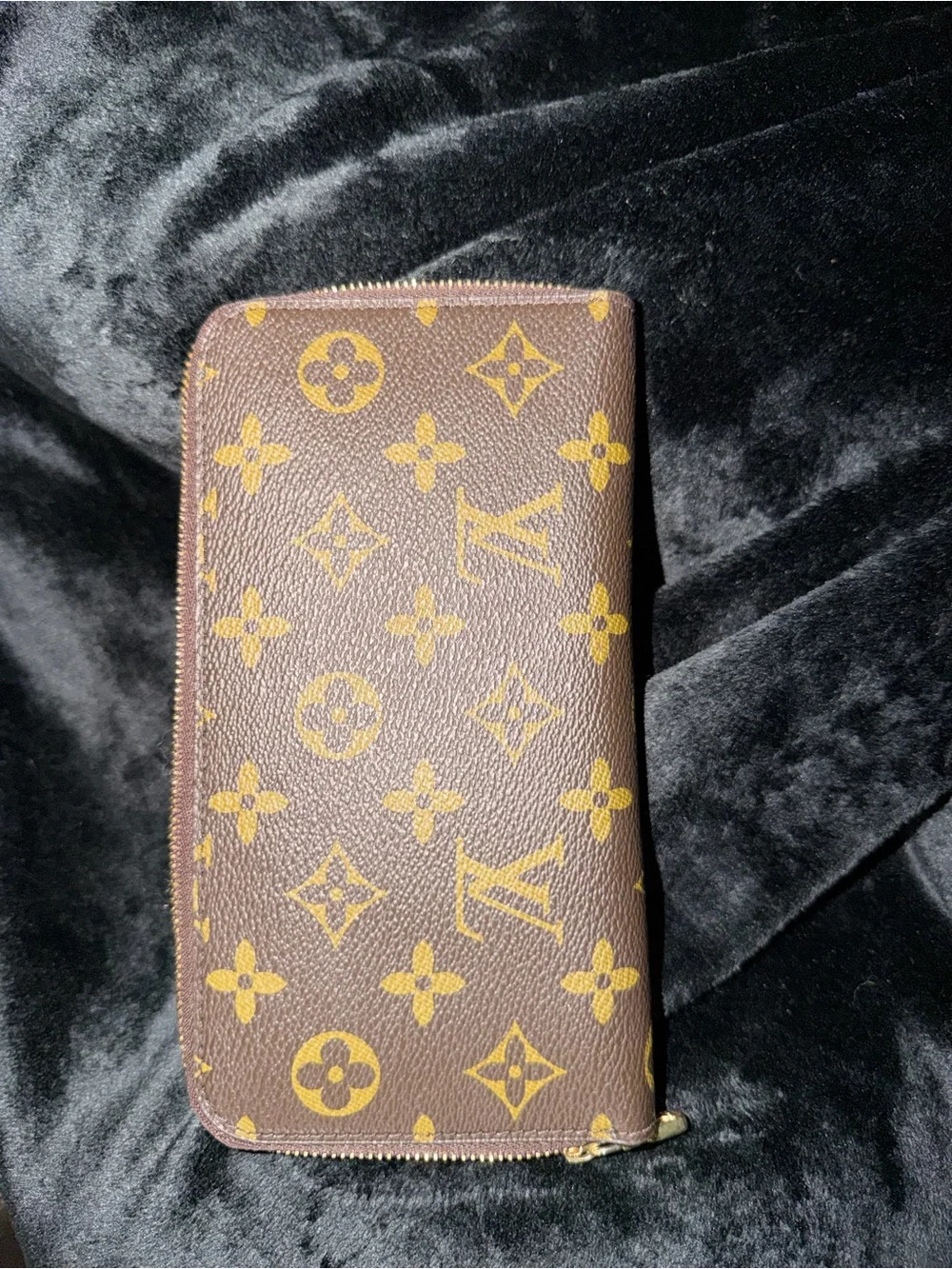 Louis Vuitton Monogram Canvas Zip Card Holder in Brown and Gold
